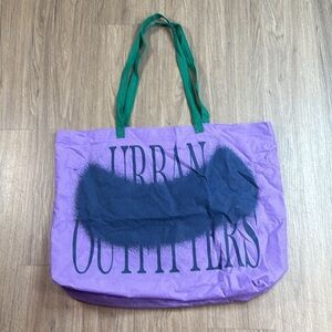 Purple Tote Bag with Green Handles